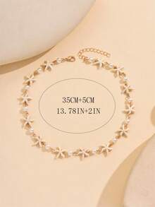 1件白色海星仿珍珠项链，手工制作，简约海洋风优雅颈链，适合日常佩戴、海滩度假和派对场合。 - 彩色 - 查看 4