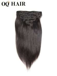 OQ 7 pcs Rambut Manusia Asli 100% Lurus, Panjang 14-22 Inci, Warna Hitam Alami, Tanpa Perlakuan Kimia, Tidak Rontok, Mudah dan Cepat Dipasang, Cocok untuk Pemula - S1 - View 4