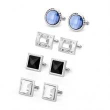 4 Pairs Of Rhinestone Clear And Bright Zinc Alloy Cufflinks, High-End Men's Shirts And Suits For All Seasons, Presented In A Premium Gift Box. - Multicolor - View 5