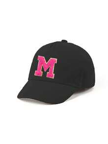 1pc Kids 26 Letters Baseball Cap Gold Thread Embroidered Letter Design Style Baby Boy Girl Sun Hat 1-3 Years Old - Black - View 8