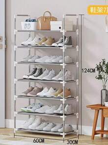 Zapatero de metal resistente de 3/4/5/6/7/8/9 capas, zapatero simple, fácil de montar, adecuado para entrada. Pasillo, dormitorio, sala de estar, hogar, dormitorio. - Blanco - Ver 18