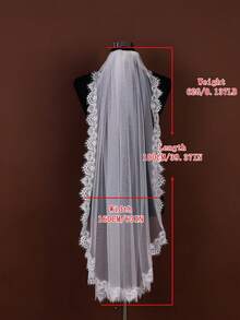 Elegant Lace Edge Wedding Veil Soft Lace Edge Single Tier Long Bridal Veil With Comb Wedding Accessories - Milky - View 9