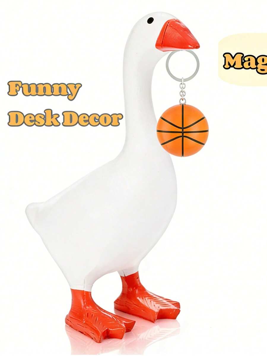 可爱的磁性鹅形钥匙扣，装饰树脂鹅鸭雕塑，适用于办公桌、工具架、卧室装饰、乔迁礼物。 - 1PC - 查看 1