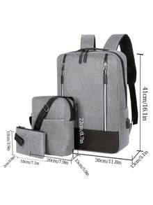 Decent School Backpack Set Of Pieces Travel Bag Fashionable Functional Laptop Backpack - Gray - View 2
