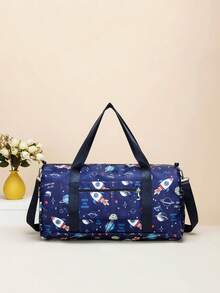Cartoon Space Casual Travel Bag, Large Capacity Yoga Swimming Gym Bag With Wet & Dry Separation, Fitness Handbag - Space Blue - View 4