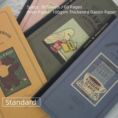 Jurnal de călătorie cu tematică vintage, copertă colorată, caiete TN cu foi libere, accesorii de reîncărcare pentru planificator, pagină interioară goală/grilă, pentru planificator, înregistrare, student, birou și organizator de rechizite de scris