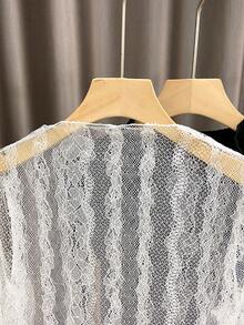 Women's Elegant Casual Luxurious Fresh Long Sleeve Lace Blouse, Suitable For Daily, Commuting, Slim Fit, Spring/Summer - White - View 5