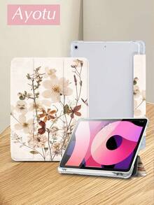 Ayotu 1pc Dried Flower Pattern Tablet Protective Case And Kindle EBook Protective Case, Suitable For 10th Gen, 10.2/Mini6/Mini7/9.7", Galaxy Tab A9 Plus, Kindle (11th Gen - 2024 Release) (6"), Kindle Paperwhite 12th Gen 2024 Model, Excellent Holiday Gift, Fashionable Minimalist Design - Multicolor - View 4