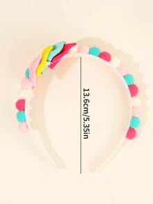 1 Stück Haarband mit Schleife in Bonbonfarben für Mädchen, Kuchen Pompon Haarband, süße Prinzessin Haarschmuck für Mädchen Geschenke, Party, Hochzeit, Frühling, Sommer - Verschiedenfarbig - Übersicht 5