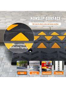 Rubber Curb Ramp 6" Rise Height Sidewalk Curb Ramp, 14.6" Width 19.3" Length Driveway Ramp For Curb, 15T Heavy Duty Rubber Ramp For Forklifts, Trucks, Buses, Cars, Wheelchairs, Bikes - Black - View 4