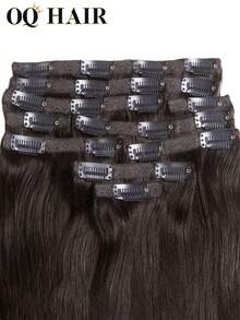 OQ 10pcs/Pack 100% Virgin Silky Straight Human Hair Extensions, 14-22 Inches, #2 Light Brown, No Shedding, Simple & For Beginners - S2 - View 6