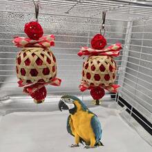 New Year Red Lantern Bird Toy Parrot Chew Rattan Ball Grinding Teeth Boredom Relief Pet Bird Supplies - Multicolor - View 2
