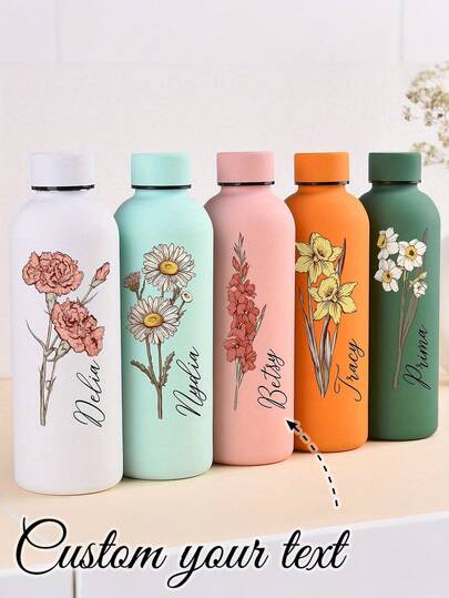 1 pieza Taza de café/Botella de refresco de acero inoxidable de doble capa personalizada, Botella de agua deportiva, Vaso aislado personalizable de 500ml/17oz, Opciones de varios colores, Adecuado para la escuela, vacaciones y regalos de cumpleaños para hombres y mujeres
