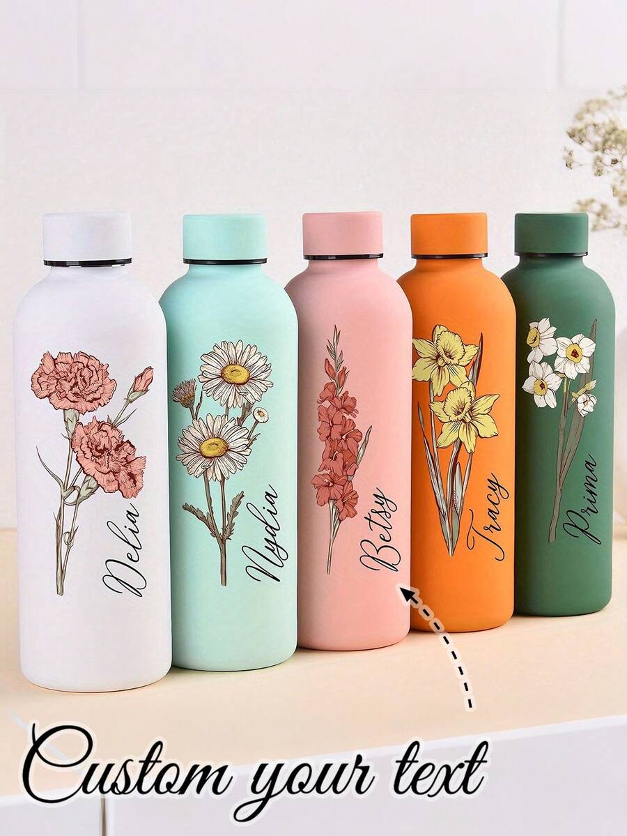 1件客製化雙層不鏽鋼咖啡杯/蘇打水瓶，運動保溫水杯，500ml/17oz可客製化姓名保溫杯，多色可選，適合開學、節日與生日禮物（5星好評）