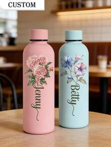 1件客製化雙層不鏽鋼咖啡杯/汽水瓶，運動保溫水杯，500ml/17oz 個性化姓名保溫杯，多色可選，適合開學、節日與生日禮物 - 彩色 - 查看 8