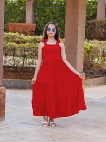 TRES MARIAS LONG STRAP DRESS FOR CHILDREN/ YOUTHS/ GIRLS - Rojo - Ver 1