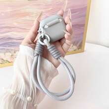 Compatible With Apple Pro 3 Protective Case, 2025 New Silicone Protective Cover, Compatible With AirPods Pro 2 With Lanyard, Compatible With AirPods 4 Phone Case, Travel Accessories, Fashionable Protective Case, Scratch-Resistant, Skin-Friendly Case, Durable Earphone Case, Includes New Braided Wrist Strap - Light Grey - View 7