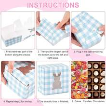 5pcs/10pcs/30pcs Easter Plaid Rabbit Window Bread Box, 4*4*2.5in Cookie Box With Window, For Cake, Pastry, Chocolate, Cookies, Party, Birthday Party, Easter Holiday Party, Gathering Gift Packaging Box, Tart Packaging Box - View 5