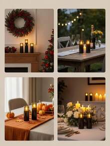 5 piezas de velas sin llama parpadeantes, velas a pilas, velas acrílicas irrompibles con control remoto, accesorios para cumpleaños y bodas, adecuadas para linternas, jardín, decoración navideña del hogar, regalos de Pascua, graduación, Día de San Valentín (Negro) - Taza negra en forma de bala - Ver 4