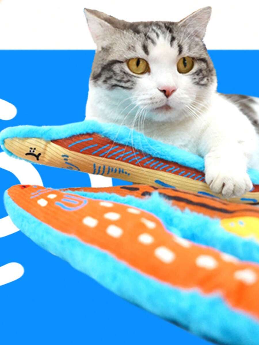 1个新款创意可爱柔软毛绒猫薄荷挤压发声热带鱼玩偶，适合小型/中型/大型猫咪和小型/中型犬，可用于自娱自乐，耐啃咬，缓解焦虑。 - 彩色 - 查看 1