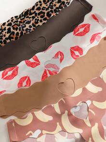 5pcs/Pack Women's Hollow Heart Design Comfortable Sexy Low-Waist Thong Panties, Valentine's Day - Multicolor - View 7