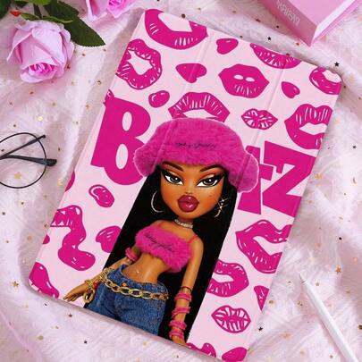 The Adorable Pink Lettered Girl-Themed Trifold Tablet IPadCase Is Compatible With 10th/11th Generation IPadCases, IPadA16,13-Inch IPadAir, 11-Inch IPadPro (2020/2021/10th Generation), Soft-Edge 11-Inch IPadAir Cases, IPad2025, And Galaxy Tab S9 FE+ (12.4-Inch) Series. Featuring A Built-In Pencil Slot, Lightweight Durability, Adjustable Stand, And Automatic Sleep/Wake Function, This Versatile Case Makes An Ideal Gift For Back-To-School Or Valentine's Day Celebrations, Suitable For Both Genders.