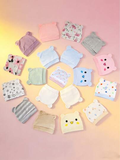 Baby Cute Cartoon Bear Ear Newborn Baby Hat Soft Boy Girl Hats Beanie Cap Bonnet Newborn Photography 0-3M