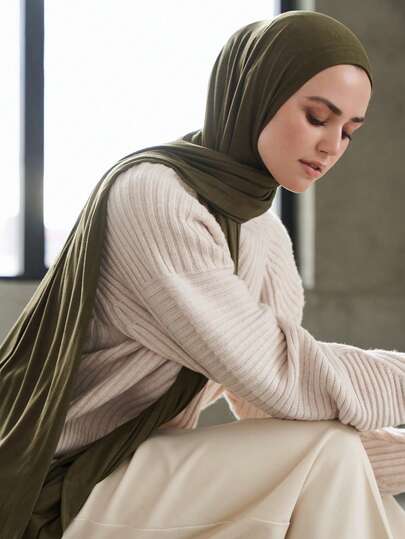 1pc Women Modal Headscarf/Shawl, Soft Casual Solid Color Headband/Scarf