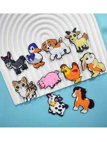 10pcs 2D Cartoon Cute Farm Animal Refrigerator Magnets Set, Including Kitten, Puppy, Rabbit And More, Adorable And Fun, Suitable For Home, School, Party Decor, Gifts, DIY - one-size - View 11