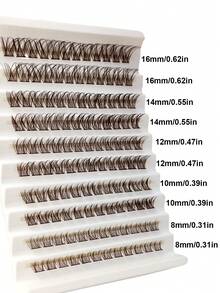 Asiteo 120Pcs D Curl Brown Clusters Lashes Crossed Wispy Fluffy Soft Eyelashes Daily Natural Look False Eyelashes Suitable For Travel Vocation Beach Parties Gifts - D - View 3