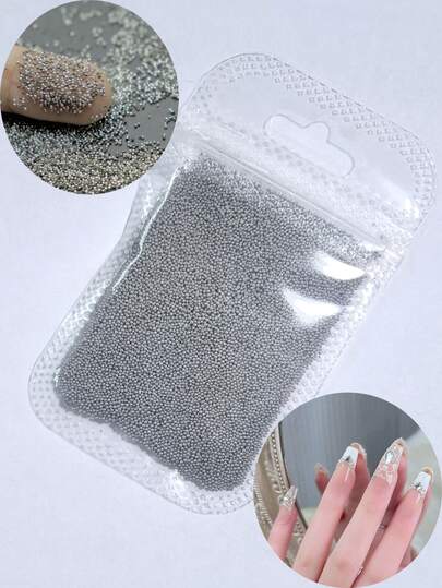 2026 NEW One Bag Nail ArtMini Small Stainless Steel Caviar Beads Nail Art Decorations Silver Micro Ball Charm Gel Polish Tips Manicure Supplies