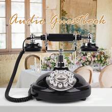 Teléfono de estilo vintage con cable, , nuevo diseño de teléfono fijo de estilo retro, recoger bendiciones teléfono antiguo decoración de boda, libro de mensajes vintage de alta calidad, buzón de voz, adecuado para bodas, cumpleaños, graduaciones, ceremonias de mayoría de edad, fiestas de jubilación y talla grande - Negro - Ver 2