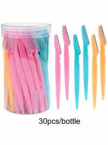 30pcs/Bottle Eyebrow Razor Set, Includes Storage Box, Facial Trimming Blades & Shaver, Suitable For Facial & Body Hair Removal, Essential Hair Salon, Beauty & Travel Accessory - Multicolor - View 5