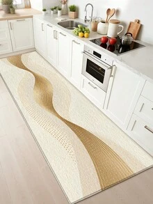 1pc Modern High-End Style Running Carpet Kitchen Mat, Luxury Gold Wave Long Kitchen Floor Mat Suitable For Bathroom, Kitchen, Outdoor, Indoor, Hallway, Bedroom, Living Room, Machine Washable - Multicolor - View 5