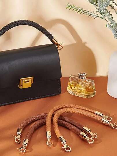 Woven Imitation Leather Bag Handles With Gold Spring Buckles, Diy Handbag Chain Straps, Wristlet Wallet Making Supplies, Diy Decorative Bag Handles, Suitable For Gift Boxes, Portable Decorative Wallets And Crochet Straw Crafts Handbag Replacement Handles, Diy Handbag Making, Gifts For Lovers, Relatives, Friends, Classmates, Colleagues, Teachers, Teacher'S Day Gifts