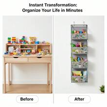 Multilayer PVC Hanging Storage Organizer Bag – Foldable And Space-Saving Storage For Toys, Bags, And Household Items, Ideal For Bedroom & Living Room - 蝴蝶結 - 查看 9