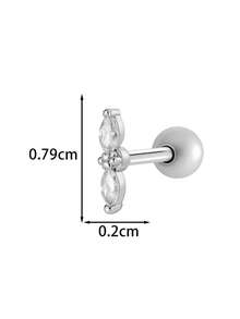 Toppiercing 1pc Versatile Fashion Micro-Inlaid Zirconia Creative Stainless Steel Cartilage Piercing Earring - Multicolor - View 3