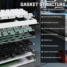 ATTACK SHARK X68PRO HE Wireless Fast Trigger Gaming Keyboard, Adjustable Trigger Point, 8K Polling Rate, Hall Effect Magnetic Switches, Hot-Swappable, RGB Backlit, Bluetooth/2.4GHz/Wired, Suitable For FPS Games - Multicolor - View 8