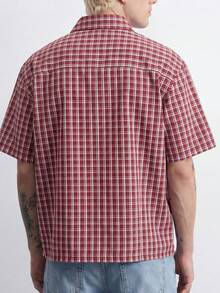 Áo sơ mi nam kẻ caro, dáng rộng, màu đỏ trắng, phong cách retro, món đồ không thể thiếu cho mùa hè. - Nhiều màu - Xem 3