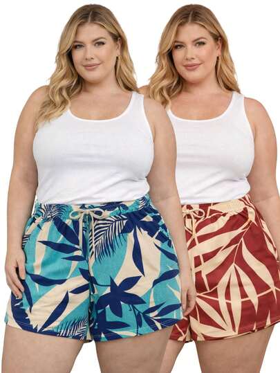 Kit 2 Short Feminino Bermuda Feminina Plus Size Moda Praia Verão GG EXG ESTAMPAS ALEATÓRIAS
