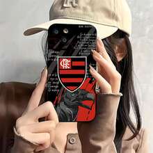 Emblema del Flamengo con ilustración de un pájaro sobre fondo. Esta elegante funda es compatible con Samsung, Apple, OPPO, , etc. Fabricada en TPU flexible, resistente a golpes y arañazos, ofrece una excelente protección contra caídas y un agarre cómodo. Es un regalo ideal para familiares, amigos y seres queridos, y una opción perfecta para festivales. - Negro - Ver 3