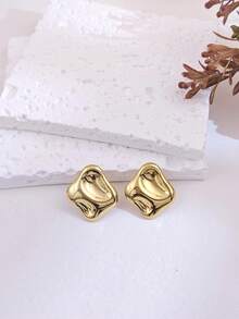 6 Pairs Stainless Steel Jewelry Set For Women Fashion Women Earrings Women Jewelry Minimalist Geometric Fashionable, Luxurious, Simple, Elegant, And Personalized Chunky Gold Stud Earrings For Teen Girls Summer Beach Vacation Bikini Accessories Attractive Clothes, Wedding Dresses Accessories - Versatile JewelryPerfect For Wearing While Swimming, Bathing, Exercising ,Great For Valentines Day, Birthday, Mother Day, And Vacation Surprises. - Gold - View 14
