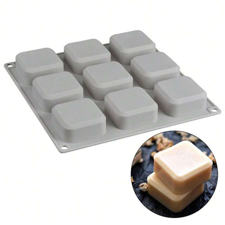 9 Cavities Square Soap Mold DIY Handmade Silicone Mold For Soap Making Candle Cake Baking Lotion Bar Molds - A - View 1