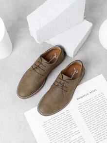SHOESMORE Men's Oxford Suede Leather Brown Shoes Business Casual Dress Shoes Plain Toe Oxfords Classic Formal Derby Shoes - AMY615-nâu sẫm - Xem 7