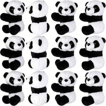12个装熊猫手指夹，熊猫造型窗帘夹，便签夹，照片夹；可爱熊猫；家居装饰，盆栽植物及工艺品装饰；中国风纪念品
