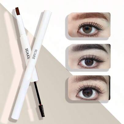 2-In-1 Eyebrow Pencil & Gel, Precise Microblading Strokes For Natural Looking Eyebrows, Temporary Hair-Like Color For Brows & Facial Hair, Includes Brush For Defined, Polished Appearance