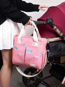 1个可爱宠物印花轻便尼龙手提包，多隔层拉链设计，适合妈妈和学生，四季皆宜 - 彩色 - 查看 11