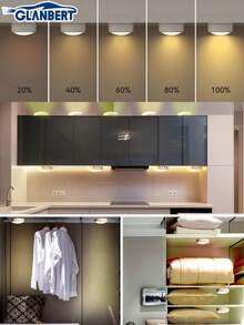 4/2个/1个汽车彩色装饰灯，RGB遥控脚灯，高亮度多模式氛围灯，13色车内LED圆盘灯，车内夜灯，适用于汽车和家居装饰，触摸式氛围LED脚灯，高亮度多模式氛围灯，汽车装饰灯（不含电池） - 均碼 - 查看 7