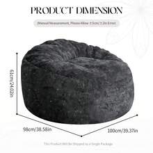 Bean Bag Chairs For Adults Large Beanbag Chair With Plush Faux Fur Cover Big Bean Bag Chair For Living Room Bedroom Dorm Office - Black - View 2
