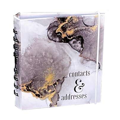 Address Book From Meadowsweet Kitchens - Black Agate Design Address Book For TracFKing Contacts With Alphabetical Tabs, And Removable Entry Cards - Small Pocket Size For Men & Women